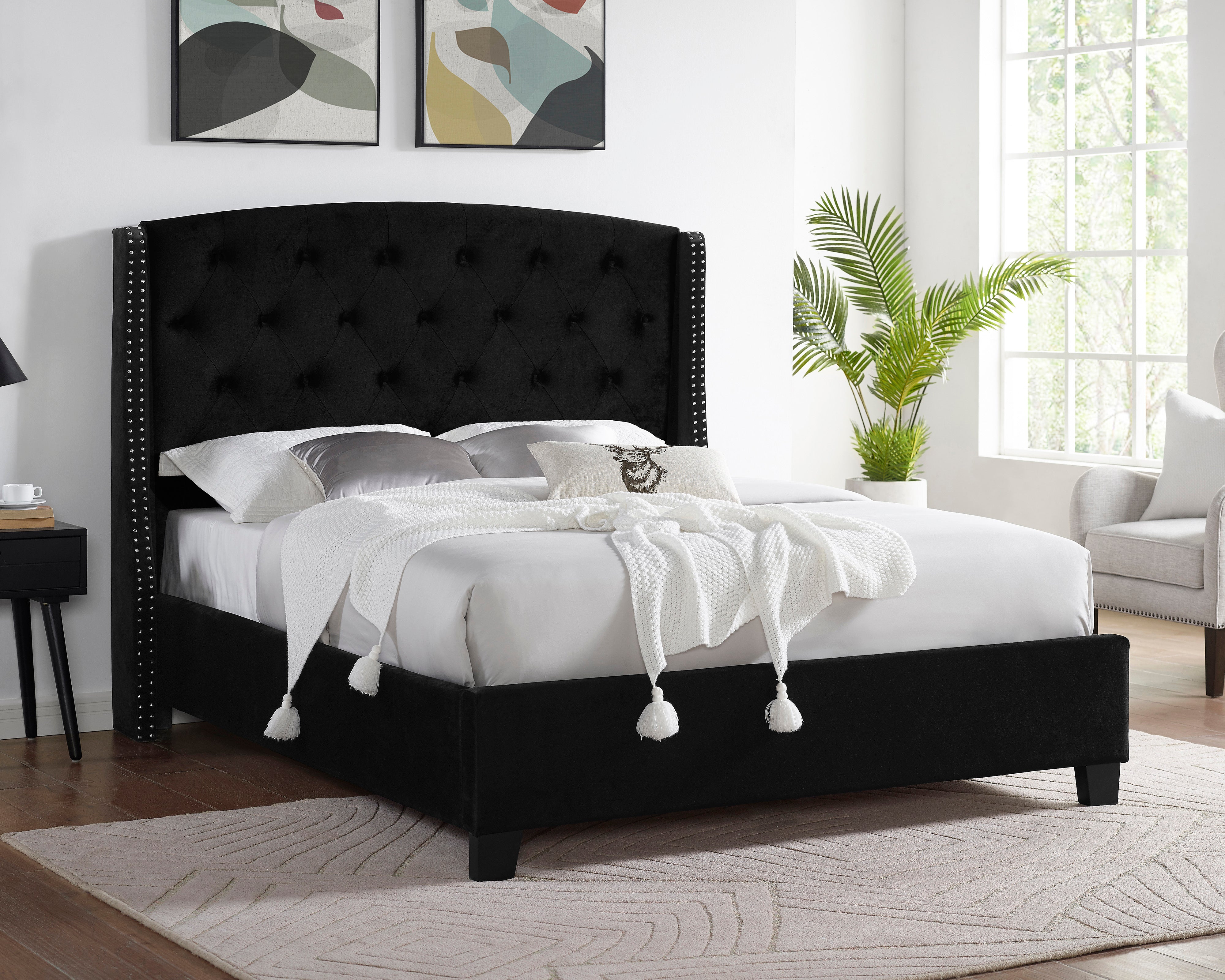 EVA QUEEN HEADBOARD/FOOTBOARD-BLACK